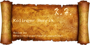 Kolinger Henrik névjegykártya